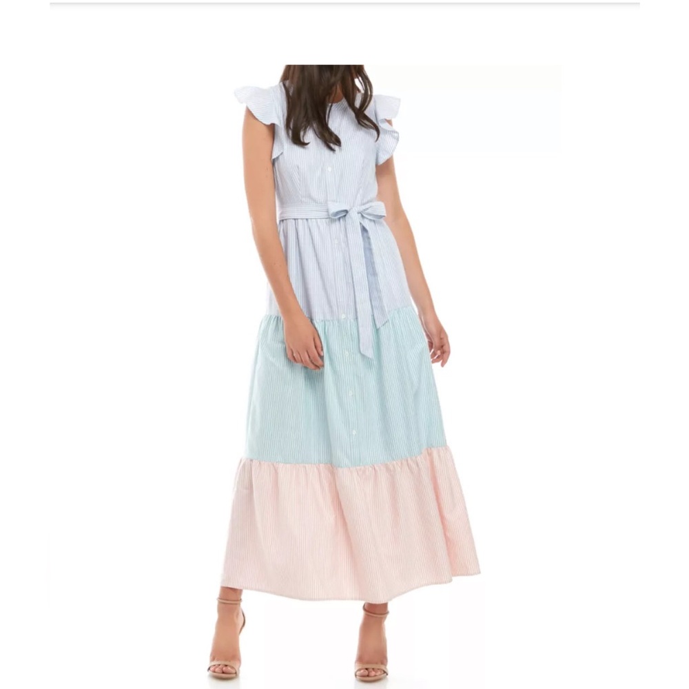 English Factory 100% Cotton Colorblock Maxi Dress Size Small
